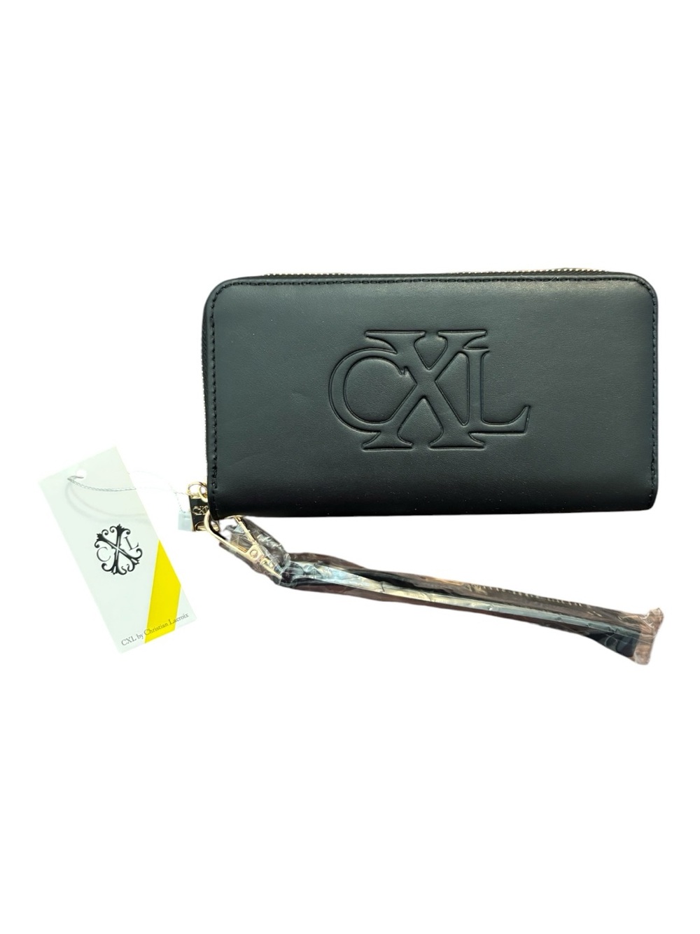 CXL by Christian Lacroix Porte Embossed Logo Zip Around Wallet Black NWT